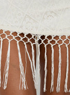 Porcelana Strapless Tassel Mini Dress Cream