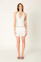 Polka Dot Mesh Mini Skirt