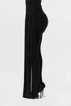 Crystal Ruched Drape Mini Skirt