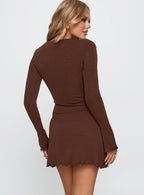 Dejonge Long Sleeve Ring Mini Dress Brown