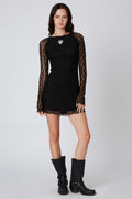 Lace Long Sleeve Mini Dress