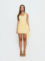 Amaleta Halter Ruched Mini Dress Butter