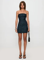 Ramie Strapless Mini Dress Navy