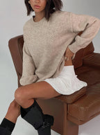 Ryanna Cozy Knit Sweater – Classic Beige Pullover for Effortless Style