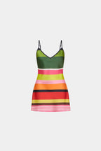Bias Mini Dress | Emerald Stripe