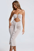 Hardware Detail Cut-Out Midaxi Dress in Sky Grey