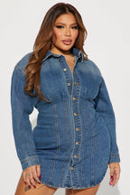 Alessandra Denim Mini Dress - Medium Wash