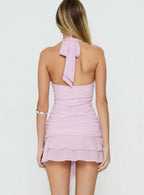 Leyda Plunge Frill Mini Dress Purple