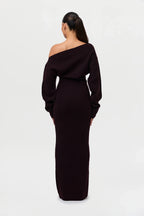 Knit Off-Shoulder Sweater Maxi Dress