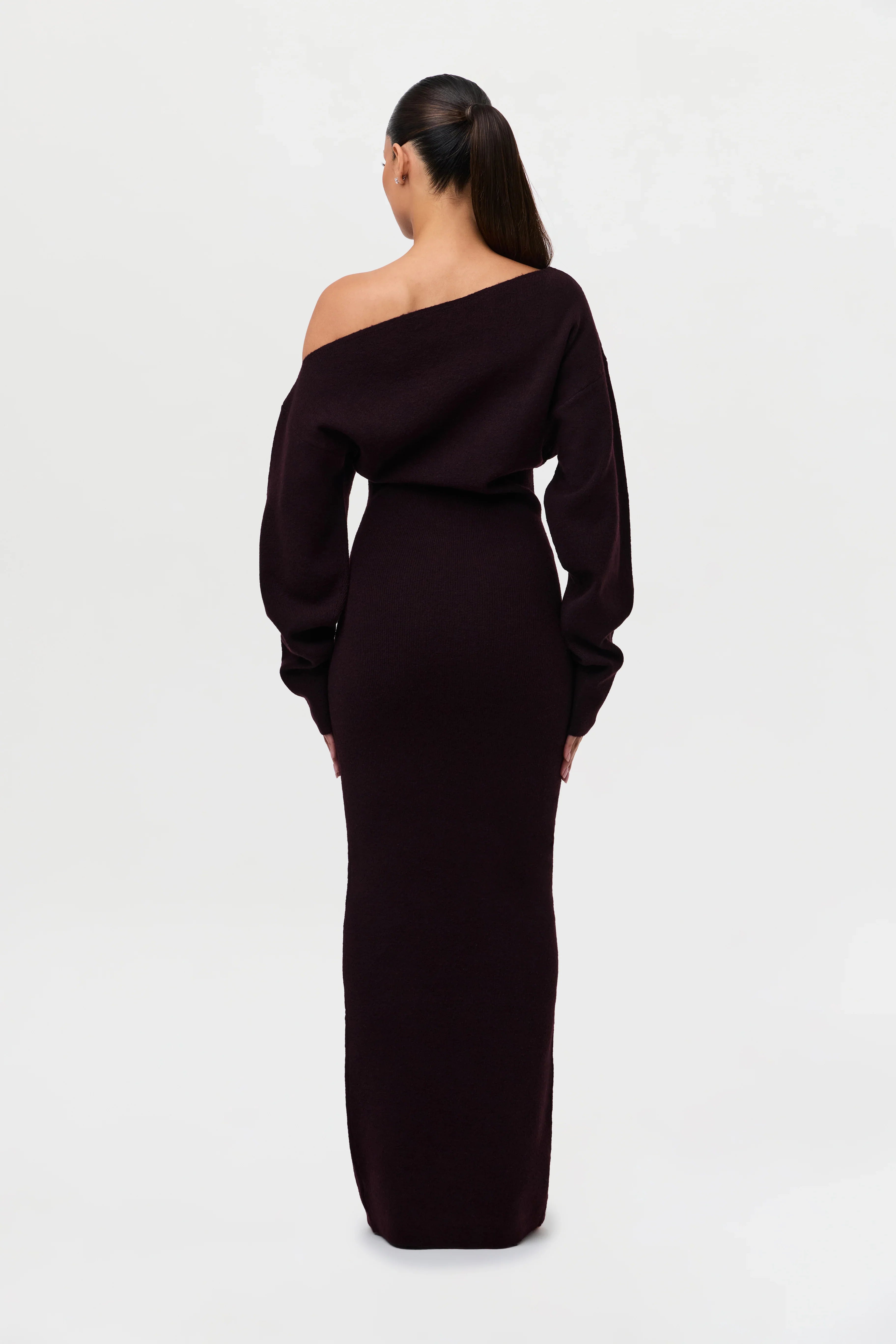Knit Off-Shoulder Sweater Maxi Dress