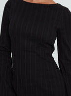 Alfalfa Long Sleeve Mini Dress Black