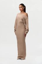 Knit Off-Shoulder Sweater Maxi Dress