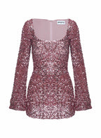 Vinelle Long Sleeve Mini Dress Dusty Pink