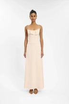 Frill Backless Maxi Dress | Blush Satin