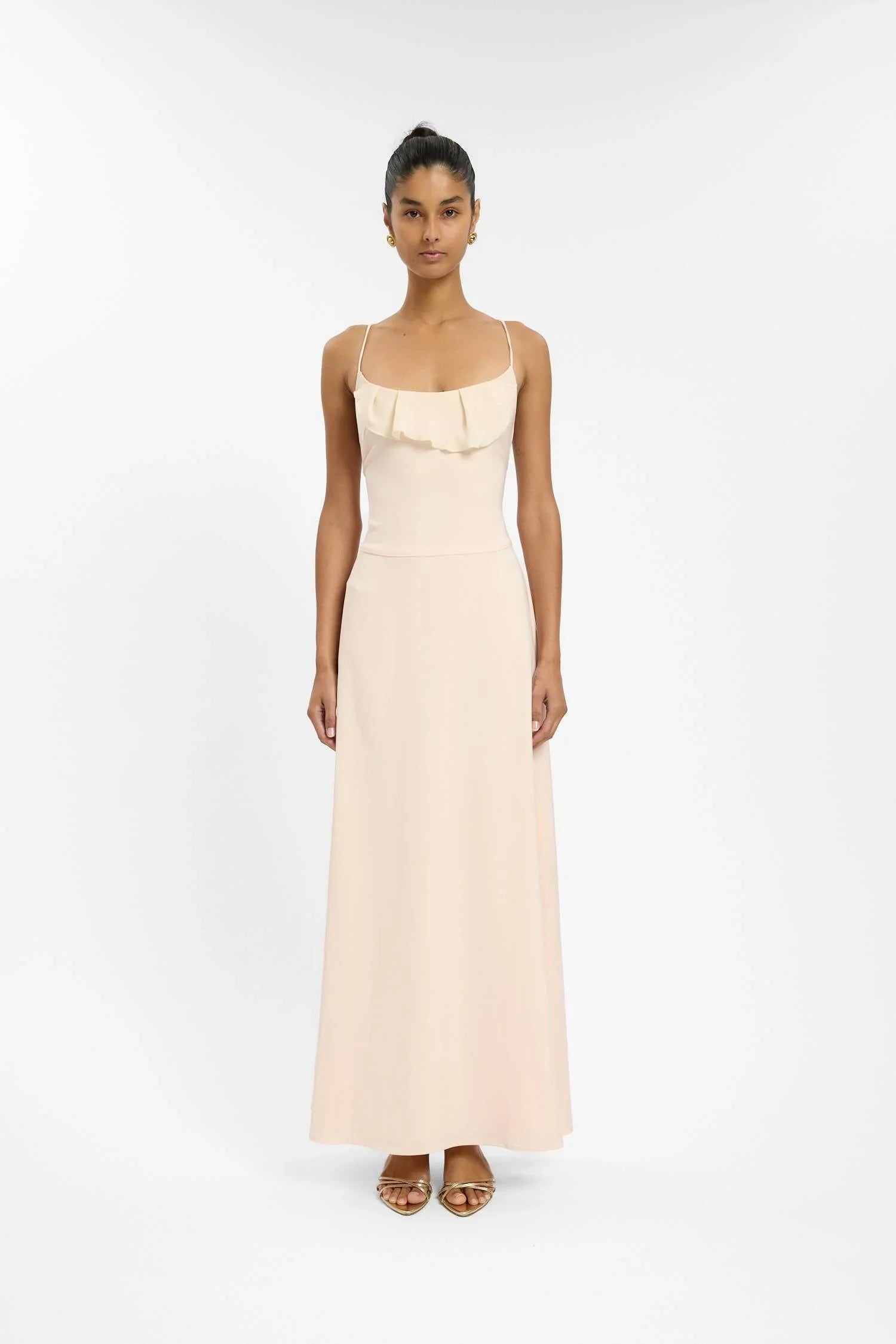 Frill Backless Maxi Dress | Blush Satin