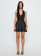 Odelina Halter Mini Dress Black