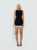 Olyra Lace Trim Mini Dress Black / White