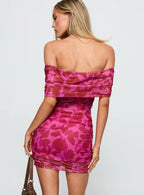 Hotseat Off The Shoulder Mini Dress Pink