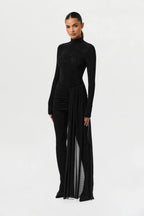 Crystal Ruched Drape Mini Skirt