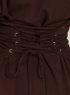 Enzia Raglan Lace Up Mini Dress Brown