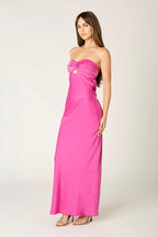Strapless Satin Maxi Dress