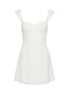 Past And Present Burnout Tie Back Mini Dress White