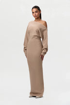 Knit Off-Shoulder Sweater Maxi Dress