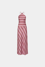 Halter Maxi Dress | Magenta Stripe