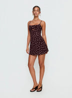 Powell Mini Dress Burgundy / Pink Polka Dot