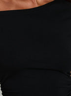 Avriana Off Shoulder T-Shirt Mini Dress Black
