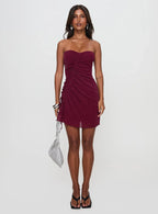 Me Again Strapless Mini Dress Burgundy