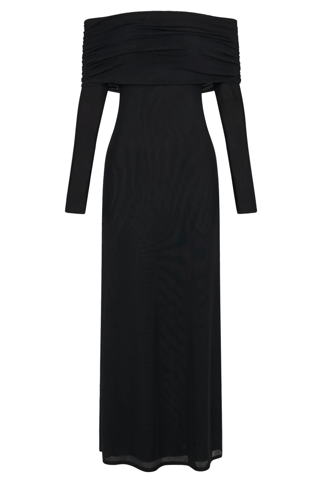 Josie Off Shoulder Mesh Maxi Dress - Black