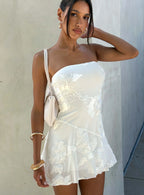Meadow of Dreams Strapless Mini Dress White Floral Burnout