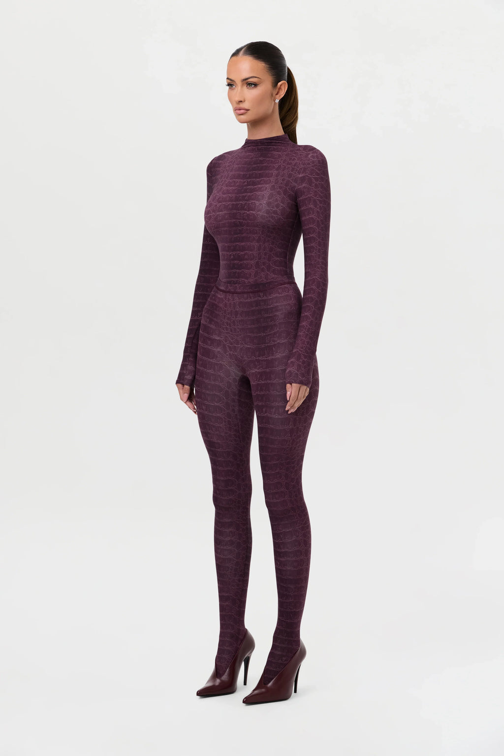 Naked Print Mock Neck Top