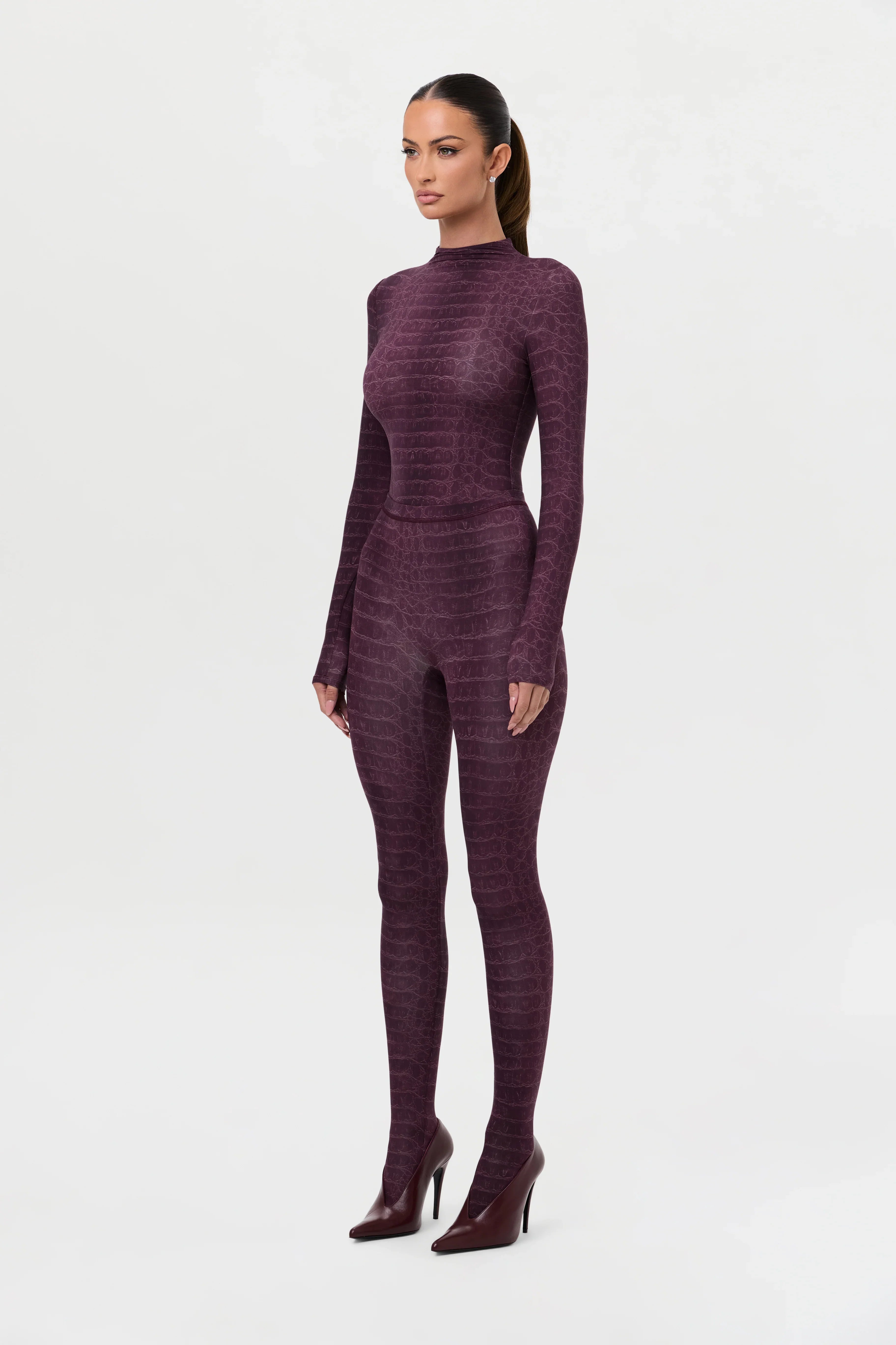 Naked Print Mock Neck Top