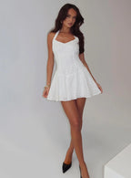 Kaesie Halter Mini Dress White
