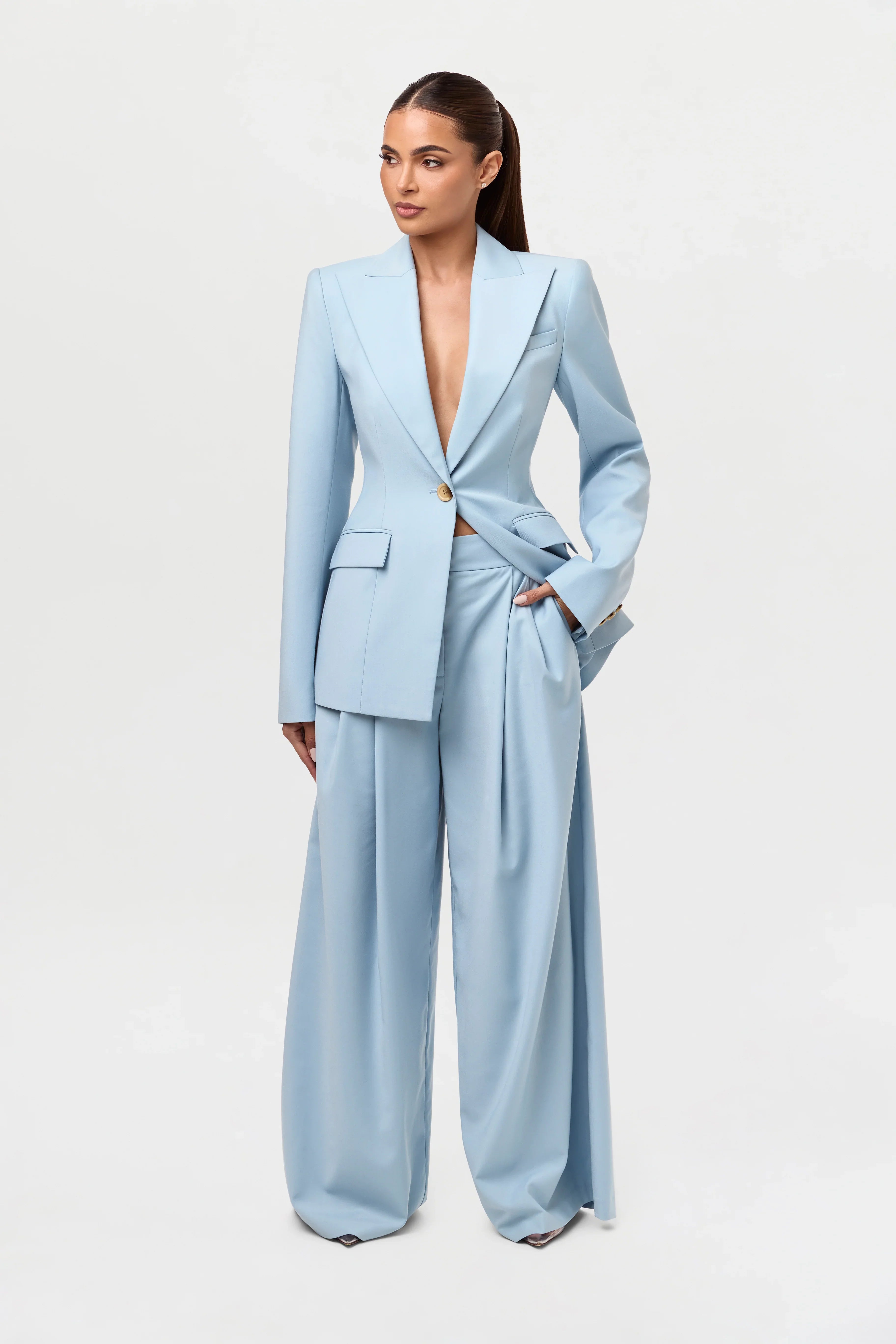 Suiting Pleated Wide-Leg Pant
