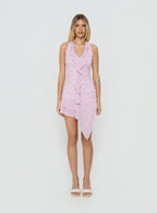 Leyda Plunge Frill Mini Dress Purple