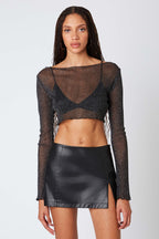 Sheer Lurex Knit Top