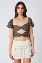 Twisted Puff Sleeve Top