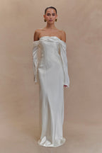 Giselle Off Shoulder Cowl Neck Maxi Dress - White