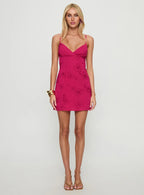 Florenca Beaded Mini Dress Guava