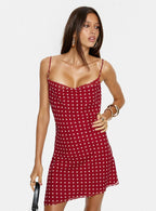 Elisabetta Mini Dress Burgundy Polka Dot