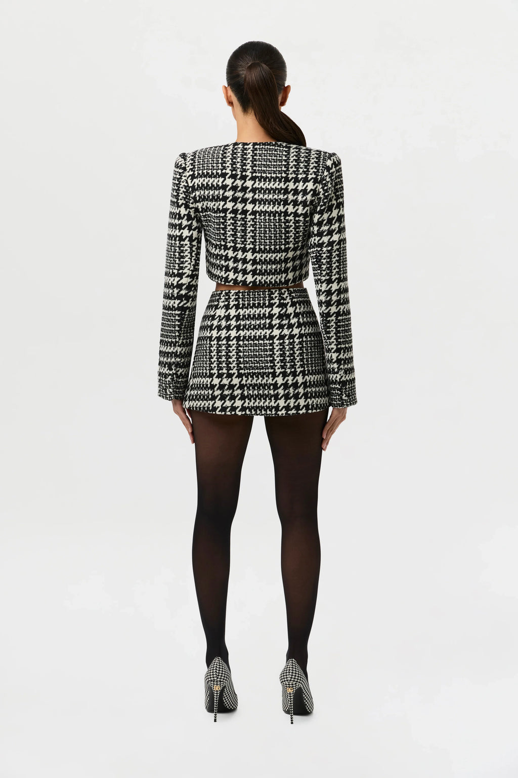 Houndstooth Plaid Mini Skirt