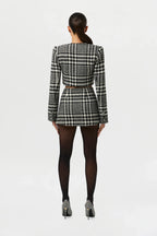 Houndstooth Plaid Mini Skirt