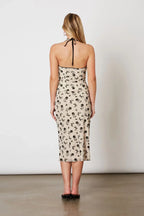 Flocked Velvet Mesh Halter Top