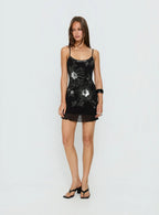 Daphie Beaded Mini Dress Black / Silver