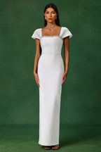 Romelle Diamond Bandage Maxi Dress – Short Sleeve Elegant Gown