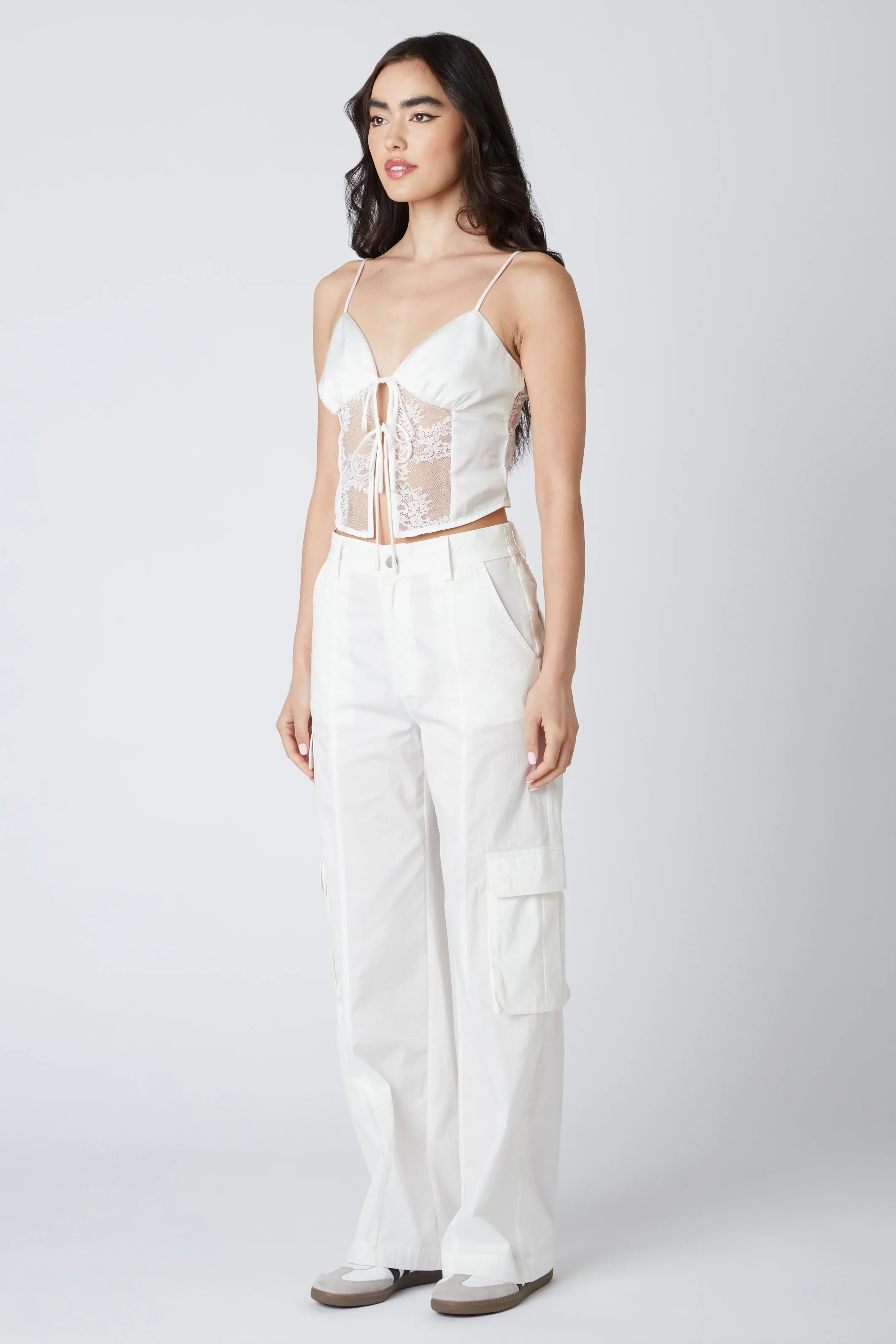 Lace Panel Satin Top