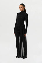 Crystal Ruched Drape Mini Skirt
